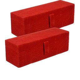 Kuber Industries Red 2 Pieces Velvet Bangle Organisers-8