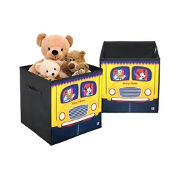 Kuber Industries Black & Yellow 2 Pieces Disney Mickey Wheels Printed Drawer Organisers-4