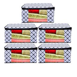 Home Fresh White & Black 5 Pieces Polka Dot Printed Multi-Utility Organisers-8