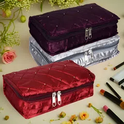 Kuber Industries Red & Purple 3 Pieces Self Design Reusable Jewellery Organisers-66