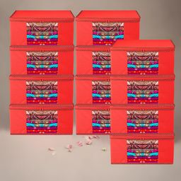 Kuber Industries Red 12 Pieces Reusable Zip Closure Saree Bag Organisers-52