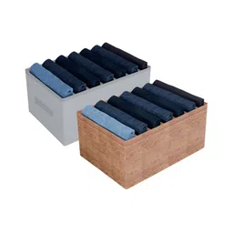 Kuber Industries Brown & Grey 2Pcs Reusable Trouser Box Organisers-3