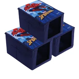 Kuber Industries 3 Pieces Blue & Red Printed Non-Woven Shirt Stacker With Lid-41