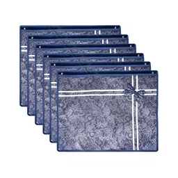 Kuber Industries Navy Blue & White Floral Printed 6 Pcs Multi-Utility Organisers-99