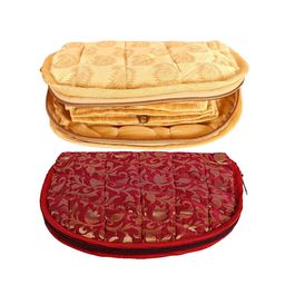 Kuber Industries Red & Gold-Toned 2-Pcs Jacquard Jewellery Organizer-31