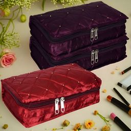Kuber Industries Purple & Maroon 3 Pieces Self Design Reusable Jewellery Organisers-image-58