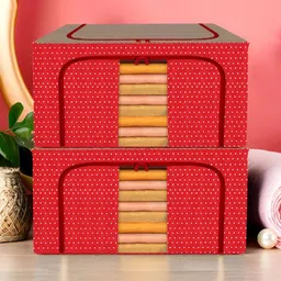 Kuber Industries Red & Grey 2 Pieces Printed Regular Drawer Organiser-10