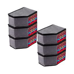 Kuber Industries Grey & White Striped 6 Pieces Reusable Multi-Utility Organisers-image-28