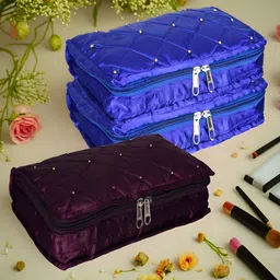 Kuber Industries Blue 3 Pieces Reusable Jewellery Organisers-63
