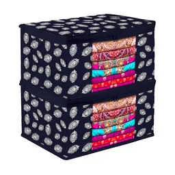 Kuber Industries Navy Blue & White 2 Pieces Reusable Drawer Organiser Organisers-13