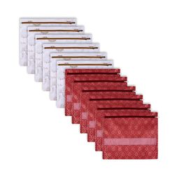 Kuber Industries White & Maroon 12 Pieces Reusable Saree Organisers-image-72