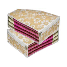Kuber Industries Gold-Toned and White 2 Pcs Regular Storage Bag Organisers-31