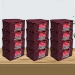 Kuber Industries Maroon 12 Pieces Foldable Saree Covers-image-45