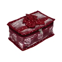 Kuber Industries Maroon & White Printed Jewellery Organisers-14