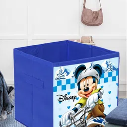 Kuber Industries Set Of 2 Blue & White Mickey Mouse Printed Storage Boxes-10