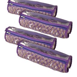 Kuber Industries Set Of 4 Purple & Gold-Coloured Printed PVC Bangle Organizers-41