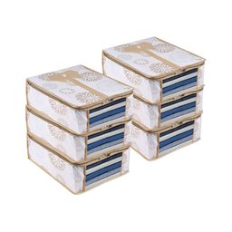 Kuber Industries White & Gold Toned 6 Pieces Reusable Multi-Utility Organisers-29
