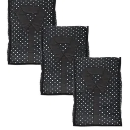 Kuber Industries Set Of 3 Black Polka Dot Printed Cotton Organisers-4