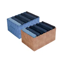 Kuber Industries Blue & Brown 2 Pieces Reusable Multi-Utility Organisers-38