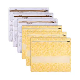 Kuber Industries White 6 Pcs Regular Saree Clothes Bags-31