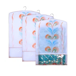 Kuber Industries Peach-Coloured & White 3 Pieces Regular Multi-Utility Organisers-24