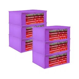 Kuber Industries Purple & Transparent 6 Pieces Reusable Drawer Organisers-17