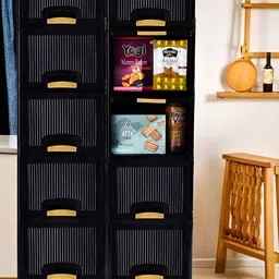 Kuber Industries Black 10 Pieces Folding Cabinet Storage Organizer-25