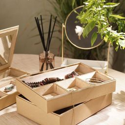 Pure Home and Living Gold Toned 4 Compartment Faux Leather Organiser-26