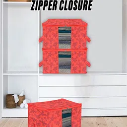 Kuber Industries Red 4 Pieces Printed Saree Organisers-image-6
