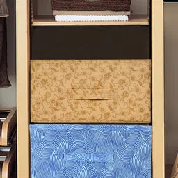 Kuber Industries Blue 2-Pieces Printed Foldable Multi-Utility Organisers-5