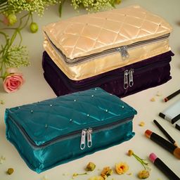 Kuber Industries Beige 3 Pcs Reusable Jewellery Organisers-0