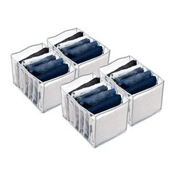 Kuber Industries Grey 4 Pieces 7 Grid Foldable Drawer Organizer-46