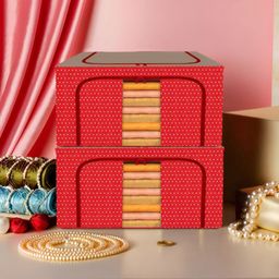 Kuber Industries Red & Brown 2 Pieces Printed Regular Drawer Organisers-15