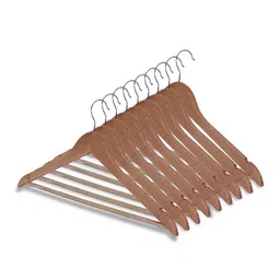 Kuber Industries Brown 9 Pieces Lightweight Wooden Hangers-13