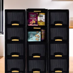 Kuber Industries Black 12 Pieces Regular Folding Cabinet Storage Organizer-14