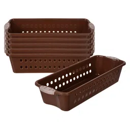 Kuber Industries Brown 6 Pieces Textured Multi-Utility Organisers-0
