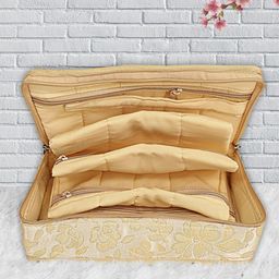 Kuber Industries Cream-Coloured Solid Jewellery Organizer With 4 Transparent Pockets-25