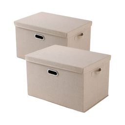 HOKIPO Beige 2 Pieces Self Design Multi-Utility Organisers With Lid-36