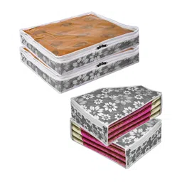 Kuber Industries Grey 4 Pieces Saree Organisers-29