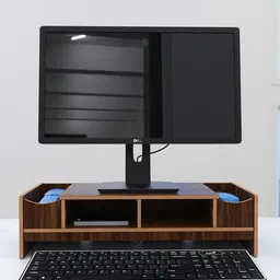 Home Sparkle Brown Solid Laptop Stand Desk Holder-42