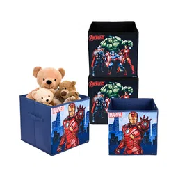 Kuber Industries Blue & Black 4 Pieces Marvel Printed Drawer Organisers-image-81