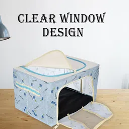 Kuber Industries Blue 2-Pieces Printed Steel Frame Storage Box Organisers-31