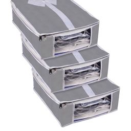 Kuber Industries Grey & White 3 Pieces Printed Shirt Cover With Transparent Window-image-13