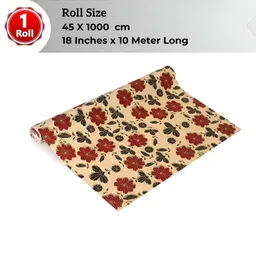 LooMantha Beige & Maroon Floral Printed Water Resistant Shelf Liner-21