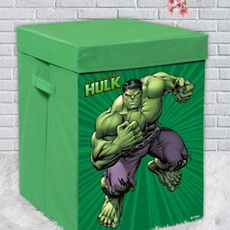 Kuber Industries Green Hulk Printed Foldable Storage Box With Handle-43