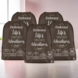 Kuber Industries Brown & White 5 Pieces Printed  Multi-Utility Organisers-42