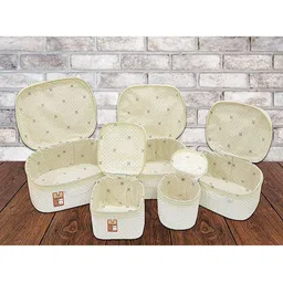 atorakushon White Set of 5 Printed Vanity Organizer-31