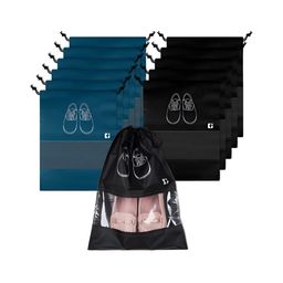 Kuber Industries Blue & Black 12 Pieces Printed Shoes Organisers-46