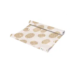 Kuber Industries Cream Flower Printed Shelf Mat-21