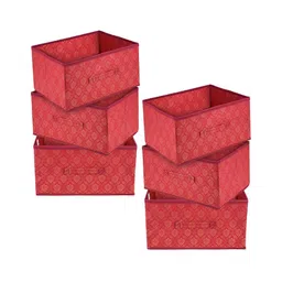 Kuber Industries Maroon 6 Pcs Printed Foldable Drawer Organisers-31